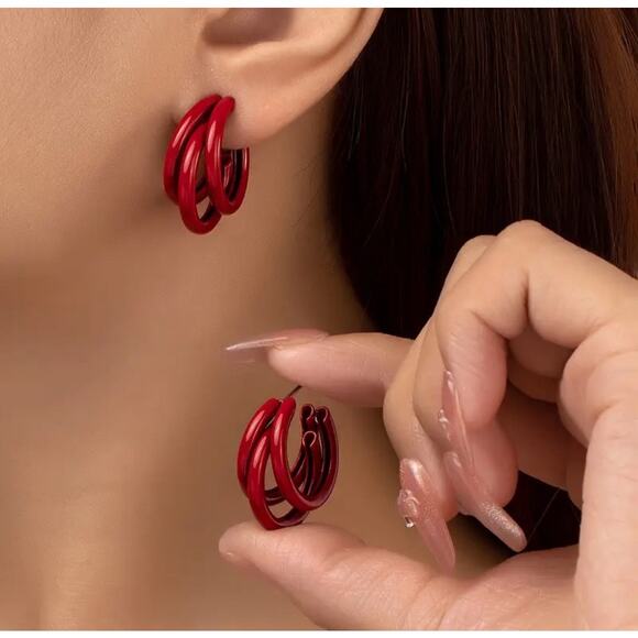 Elegant & Sexy Iron Hoop Earrings, Versatile Fashion Stud Jewelry for Daily Wear - Picture 2 of 4